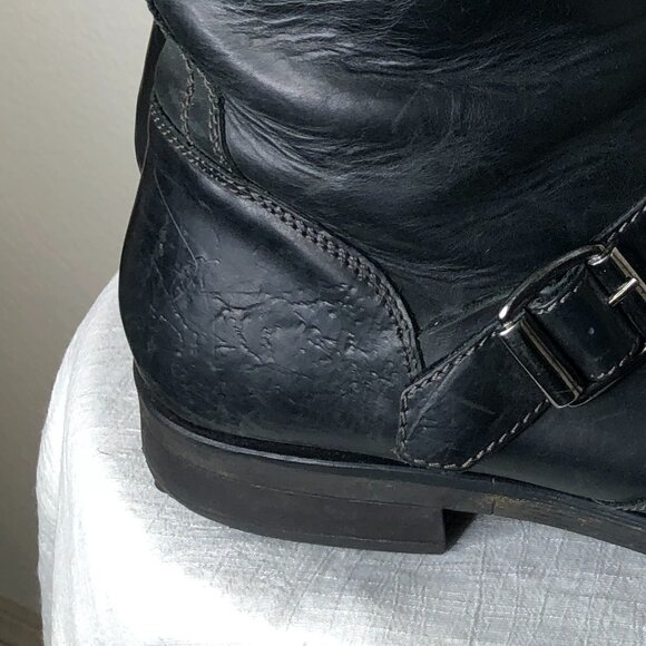 EXCELLENT Men's/ Women's Black Leather Short Zip Boots/ Size 11M - Picture 10 of 10